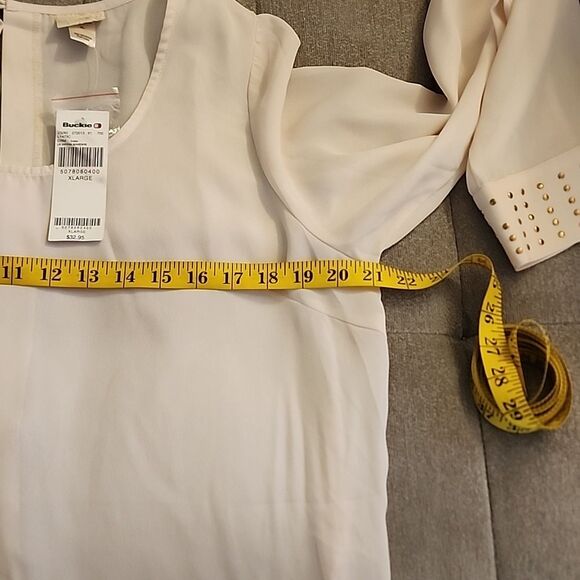 Daytrip semi-sheer long sleeve creme studded lightweight blouse size XL NWT - Picture 13 of 14